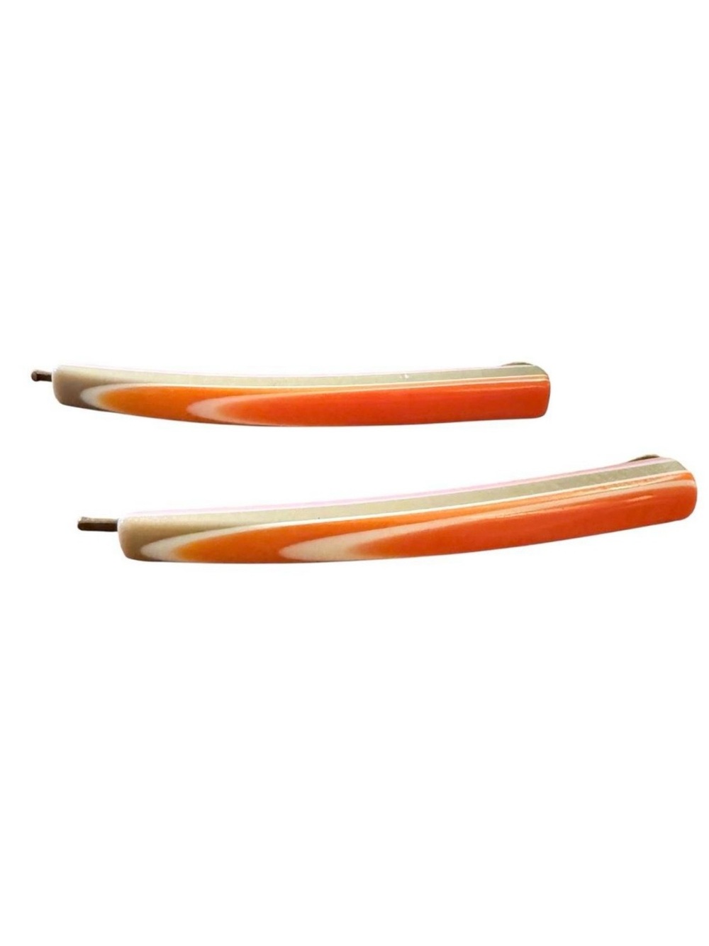 1970’s Vintage Orange Thick Plastic Bobby Pins, Retro Design